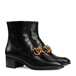 Women's leather Horsebit chain boot