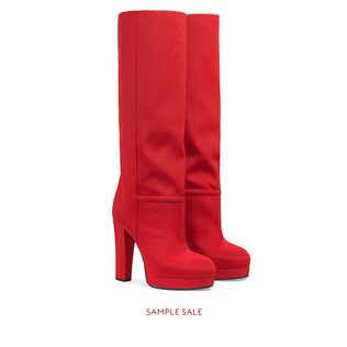 Ribbed fabric platform boot