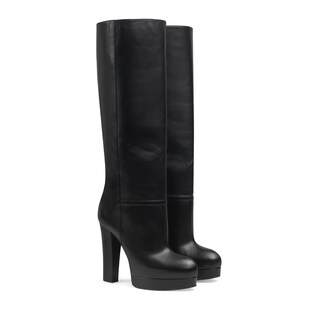 Leather platform boot