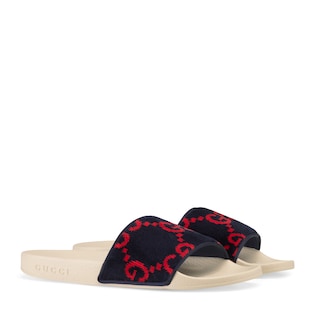 Satin slide with Web bow - Gucci Women's Slides & Thongs 498316KLWI01146