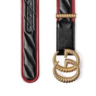 Belt with torchon Double G buckle