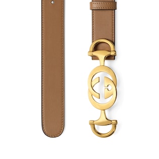 Leather belt with Interlocking G Horsebit
