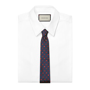 Symbols motif silk tie