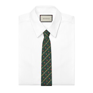 Double G, pineapples and strawberries silk tie