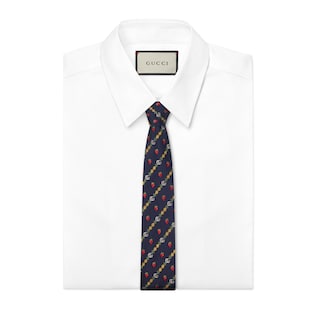 Double G, pineapples and strawberries silk tie