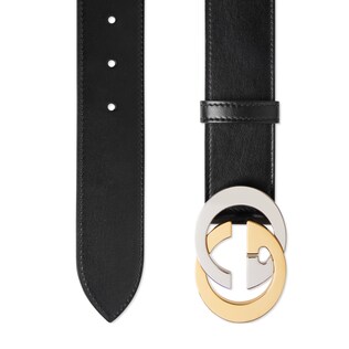 Leather belt with Interlocking G buckle 