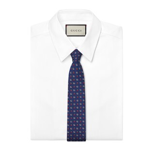 Double G and strawberries silk tie