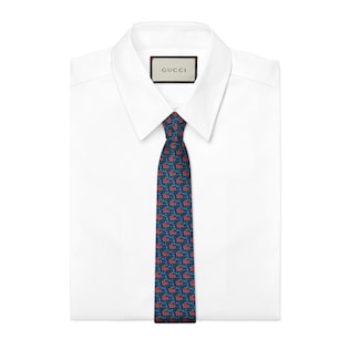 Double G and anchors silk tie