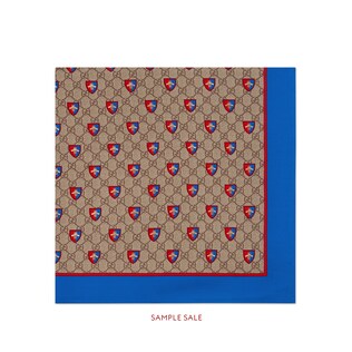 GG and bees crest print silk scarf
