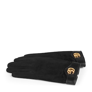 Suede gloves with Double G 