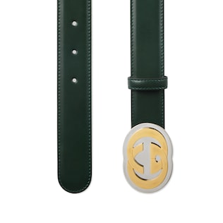 Leather belt with Interlocking G buckle