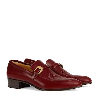 Leather loafer with brogue detail