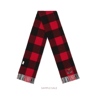 Check wool scarf with pockets