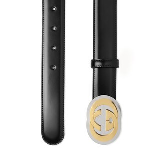 Leather belt with Interlocking G buckle