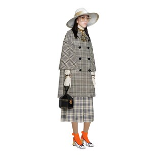 Check wool pleated trousers 