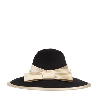 Felt wide brim hat with satin ribbon