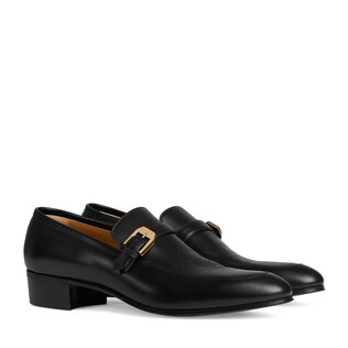 Leather loafer with brogue detail
