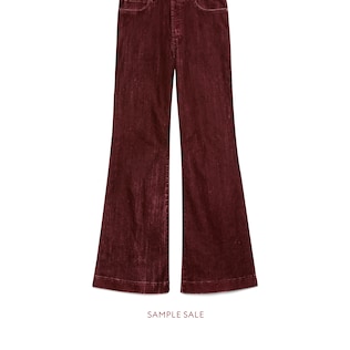 Stonewashed cotton flare trousers
