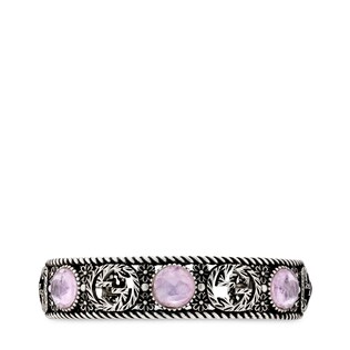 Silver bracelet with Interlocking G and flowers