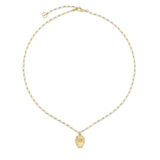 Yellow gold lion head necklace