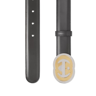 Leather belt with Interlocking G buckle