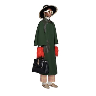 Wool coat with leather details