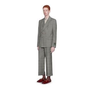 Check wool cuffed trousers 