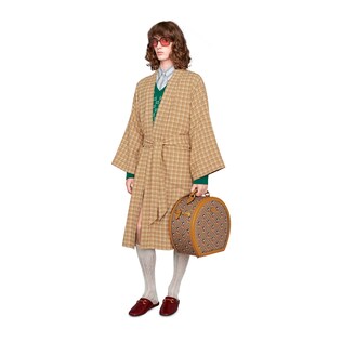 Check cotton kimono style jacket