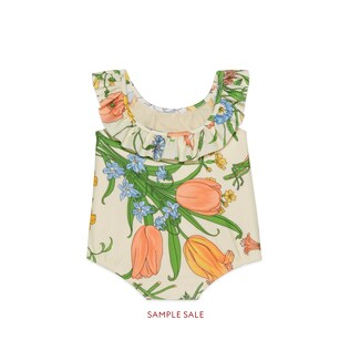 Baby Flora print swimsuit with Gucci Tennis 