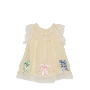 Baby silk georgette dress with bows 