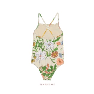 Children's Flora print swimsuit with Gucci Tennis