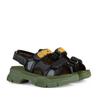 Children's leather and mesh sandal
