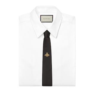 Bee embroidered silk tie