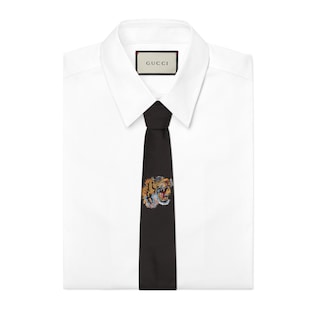 Tiger underknot silk tie