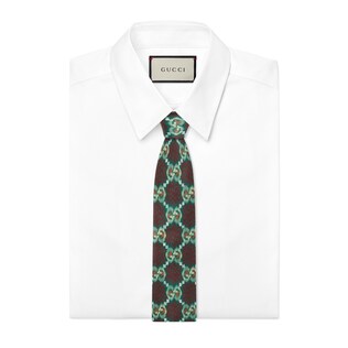 GG spots print silk tie
