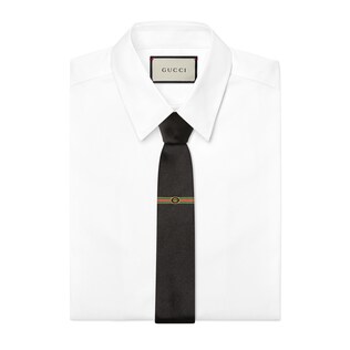 Silk tie with Interlocking G Web