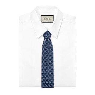 Square G silk tie
