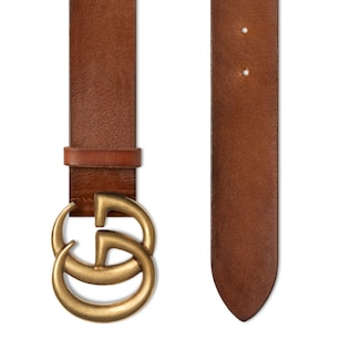 Leather belt with Double G buckle 