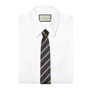 Interlocking G Web silk jacquard tie