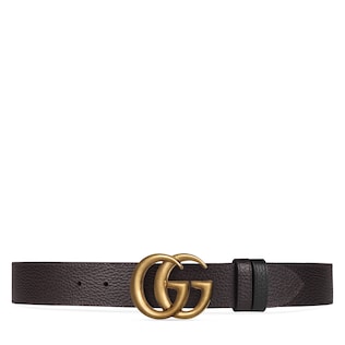 Reversible leather belt with Double G buckle