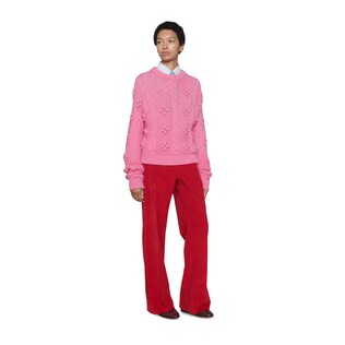 Cable knit wool alpaca crop sweater