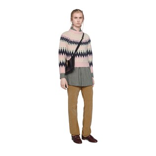 Zigzag jacquard wool crop sweater