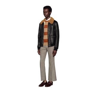 GG knit striped wool sweater