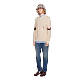 Knit cotton sweater with Interlocking G