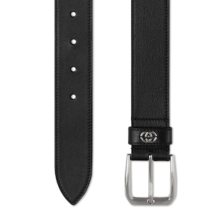 イニシャルを刻印する 〔GUCCI リ・エディション 〕ワイド レザー ベルト ダブルG ワイドベルトブラック レザー | GUCCI公式