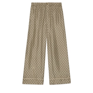 グッチ Cotton and silk tweed trousers パンツ GG silk twill pants in blue and white | GUCCI® US