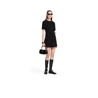 【関税&送料込】Gucci Black Crepe Mini Dress sz S NEW $2,200 GUCCI Black Compact HORSEBIT GG GOLD