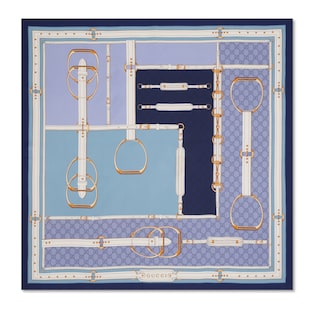 スカーフ GUCCI Woman Neck scarf Gnawed Blue 8100423G001 4969 Gucci Scarves Sale | Silk Gucci Scarf Women Collection