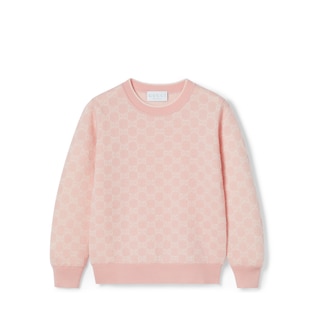 GUCCI  チルドレン　ニット　カーディガン　4Y Children's GG wool jacquard cardigan in light grey and grey