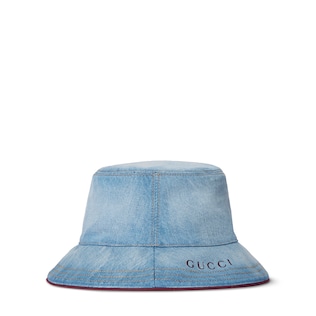 GUCCI バケットハット ダークブラウン 100%レザー グッチ 小物GGキャンバス フェドラハット | GUCCI公式